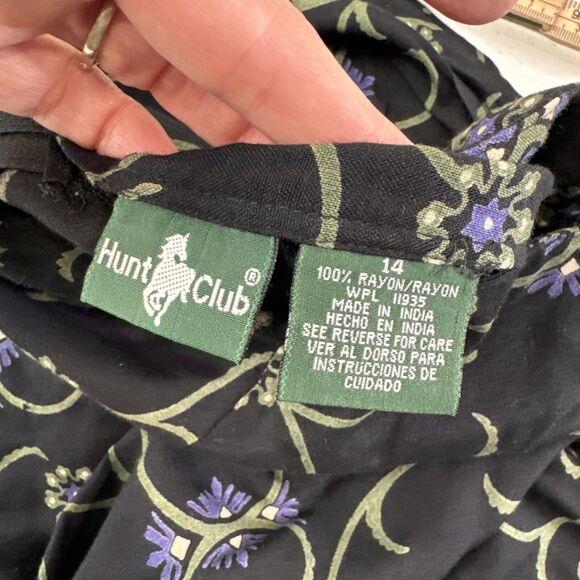 Vintage‎ Maxi Skirt Black Flower Modest Trad Wife 14 Cottage Core Church - Picture 8 of 9